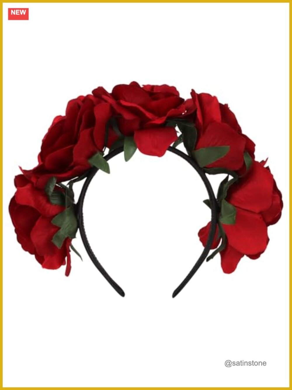 Rose Flower Crown Headband Elastic Hair Wreath for Women Girls Cosplay Costume